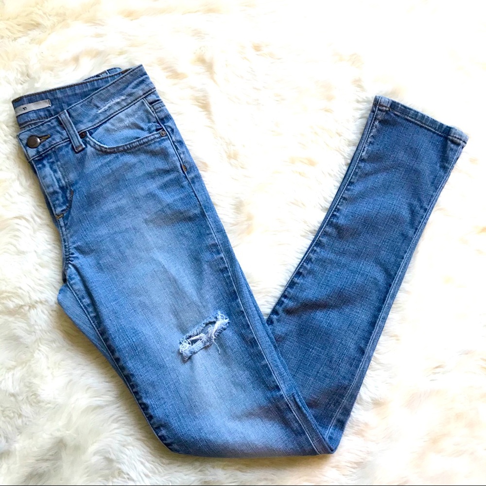 Joe’s Jeans Light Wash Distressed Visionare Ankle Flare Jeans